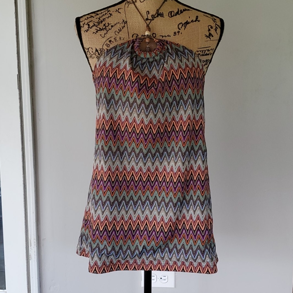Venezia boho halter top with corded neck strap